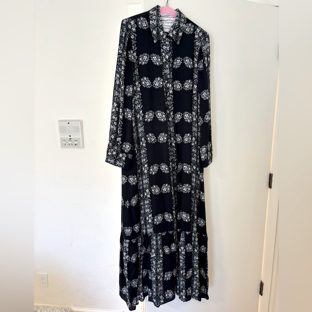 Tuckernuck long sleeve, navy, floral print maxi dress
